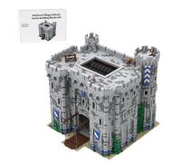 LootPop Borgo medievale modulare, MOC-201635 Castello di difesa medievale del villaggio, modello non costruito, grande fortezza difensiva con cancello apribile (13214pezzi)