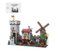 LootPop Kit di costruzione borgo medievale, modello architettonico fai da te con torre di castello, casetta rustica e mulino a vento - Espandibile con altri modelli medievali, 1254 pezzi