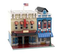 LootPop Kit Street View-Block, MOC-220451 USA Deluxe Main Street Cinema - Kit modulare per adulti, stile retrò americano (2186 pezzi)
