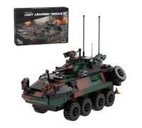 LootPop LAV-25 MOC-126469 - Set di mattoncini da costruzione a morsetto, 476 pezzi, modello di veicolo militare, carro armato con motivo mimetico, pulpito del conducente e ruote di ricambio, regalo