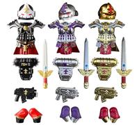 LootPop Mini accessori per armi da cavaliere, set futuristico di armature e armi, tra cui tre set di armature e armi femminili, compatibile con grandi marche, 18 pezzi