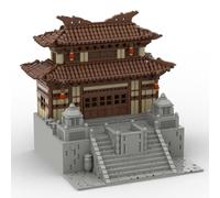 LootPop Palazzo cinese, set di mattoncini da costruzione, grigio con coni e coni tradizionali, decorazione lanterne, 2478 pezzi