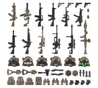 LootPop Set di accessori per armi militari, set moderno di mattoncini da costruzione per unità speciali militari, set di attrezzature, armi e attrezzature (44 pezzi)