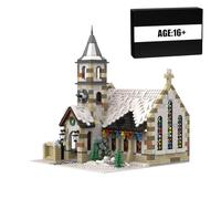 LootPop Set di mattoncini da costruzione, chiesa di campagna invernale modello MOC della chiesa di nascita, modello architettonico non costruito, acquistare anticipo, 1769 pezzi