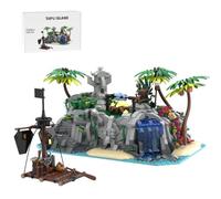 LootPop Set di mattoncini da costruzione dell'isola pirata medievale, MOC-225892 TAPU Island, esplorare le misteriose statue cannibali e navi pirata (1856 pezzi)