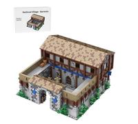 LootPop Villaggio medievale modulare set di mattoni da costruzione, modello di caserma non costruito con pareti in pietra classiche, telaio in legno, tetto in mattoni e ingressi ad arco(3692pezzi)