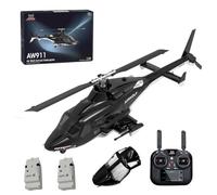 LootPop WolfBUSH AW-911 Wolf 1/34 Scala 2,4G 9CH FlybarlessPlane-Model con modalità stunt 6G/3D e posizionamento GPS, regalo per adulti, 2 batterie + 1 versione testa aeronautica