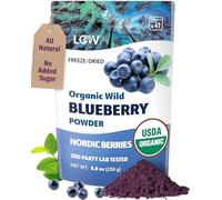 LOOV Polvere di mirtillo selvatico biologico, raccolto nelle foreste nordiche, 100% frutto intero (mirtillo), liofilizzato e ridotto in polvere, senza zuccheri aggiunti, 250 g (52 giorni)