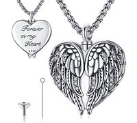 LOOVE Collana con ali d'angelo, in argento Sterling 925, con ciondolo a forma di angelo custode, infermiera, con ciondolo a forma di angelo con cristalli, idea regalo per donne, 21.00*26.50 mm (0.83