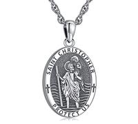 LOOVE Collana in argento Sterling 925 con medaglia miracolosa di San Michele, San Cristoforo, Gesù, crocifisso, San Benedetto, Vergine Maria, per uomini e donne, Arcangelo Proteggerci, medaglia