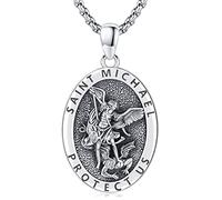 LOOVE Collana in argento Sterling S925 con ciondolo a forma di San Amuleto, gioiello per uomo e donna, 20mm x 25mm, Argento sterling, Non pietra preziosa