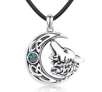 LOOVE Collana lupo in argento sterling con ciondolo lupo che urla luna gioielli celtici gioielli per uomini, donne, ragazze e ragazzi, in argento Sterling, zirconia cubica