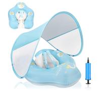 LOOWARTS Salvagente Neonato 2 3 anni,Ciambella Neonato mare 6-36 mesi, Salvagente Neonato con Parasole e Seggiolino di Sicurezza,Piscina Salvagente Bambini Gonfiabile UPF50+ Protezione UV.