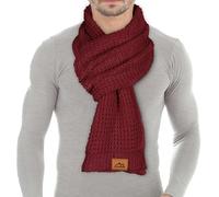 Loowoko Sciarpa donna invernale, Sciarpa lunga classica a coste waffle con finitura in vera pelle 180 * 30cm, Regalo per donna