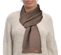 Loowoko Sciarpa donna invernale, Sciarpa lunga classica a coste waffle con finitura in vera pelle 180 * 30cm, Regalo per donna