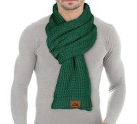 Loowoko Sciarpa donna invernale, Sciarpa lunga classica a coste waffle con finitura in vera pelle 180 * 30cm, Regalo per donna