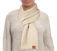 Loowoko Sciarpa donna invernale, Sciarpa lunga classica a coste waffle con finitura in vera pelle 180 * 30cm, Regalo per donna