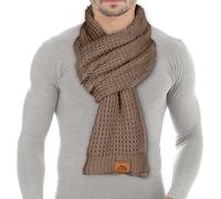 Loowoko Sciarpa uomo donna invernale, Sciarpa lunga classica a coste waffle con finitura in vera pelle 180 * 30cm, Regalo per uomo e padre