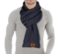 Loowoko Sciarpa uomo donna invernale, Sciarpa lunga classica a coste waffle con finitura in vera pelle 180 * 30cm, Regalo per uomo e padre