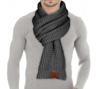 Loowoko Sciarpa uomo donna invernale, Sciarpa lunga classica a coste waffle con finitura in vera pelle 180 * 30cm, Regalo per uomo e padre