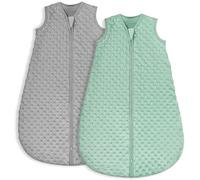 Looxii Sacco Nanna per Bambini 0-6 Mesi 2 Pack 1.5TOG in Cotone Coperta Indossabile per Bambini Sacco a Pelo per Neonato con Cerniera a 2 Vie Verde e Grigio