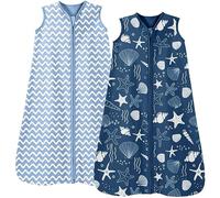 Looxii Sacco Nanna per Bambini 2 Pezzi 100% Cotone Sacco a Pelo Estivo Sacco Nanna per Neonato con Cerniera Sacco a Pelo per Bambini 6-12 Mesi