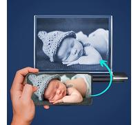 LOOXIS Foto laser 2D personalizzata della propria immagine laserata nel prisma - incl. base luminosa, diverse dimensioni - Idea regalo uomo, donna, San Valentino, anniversario - L, Formato orizzontale