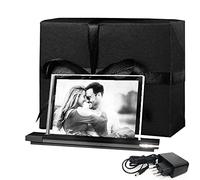 LOOXIS Foto personalizzata in vetro piano con incisione a scelta - 90 x 130 x 8 mm, inclusa base illuminata - idea regalo uomo, donna, anniversario di matrimonio, compleanno - S formato orizzontale