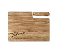 LOOXIS taglieri per la colazione premium personalizzabile con coltello a gobba, nome o testo inciso - Idea regalo per donne e uomini - Legno di quercia, tagliere, 26x15cm - Nome + teso