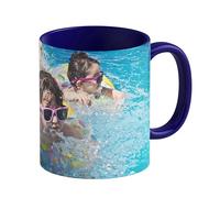 LOOXIS Tazza personalizzata con la vostra foto + testo, disegnata da voi, vari colori - Idea regalo per compleanno, donne e uomini - possibilità di stampa panoramica senza bordo, 325ml - Blu scuro