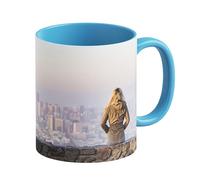 LOOXIS Tazza personalizzata con la vostra foto + testo, disegnata da voi, vari colori - Idea regalo per compleanno, donne e uomini - possibilità di stampa panoramica senza bordo, 325ml - Blu