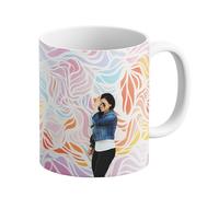 LOOXIS Tazza personalizzata con la vostra foto + testo, disegnata da voi, vari colori - Idea regalo per compleanno, donne e uomini - possibilità di stampa panoramica senza bordo, 325ml - Bianco