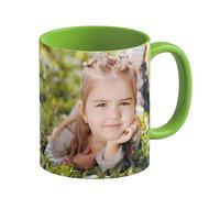 LOOXIS Tazza personalizzata con la vostra foto + testo, disegnata da voi, vari colori - Idea regalo per compleanno, donne e uomini - possibilità di stampa panoramica senza bordo, 325ml - Verde