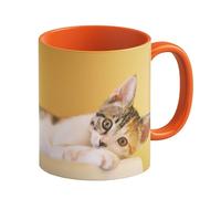 LOOXIS Tazza personalizzata con la vostra foto + testo, disegnata da voi, vari colori - Idea regalo per compleanno, donne e uomini - possibilità di stampa panoramica senza bordo, 325ml - Arancione