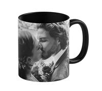 LOOXIS Tazza personalizzata con la vostra foto + testo, disegnata da voi, vari colori - Idea regalo per compleanno, donne e uomini - possibilità di stampa panoramica senza bordo, 325ml - Nero