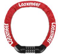 Looxmeer Lucchetto Bici Catena, Bicicletta Antifurto a Combinazione a 5 Cifre, Cilindro di Bloccaggio in Lega di Zinco, Rinforzato Resistente al Taglio per Biciclette, Motocicli, Cancelli, Rosso