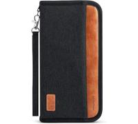 Looxmeer Porta Documenti da Viaggio Famiglia Protezione da RFID Impermeabile Resistente. Portafoglio per Passaporti, Carte di credito, Carte D'Imbarco, Contanti, Monete, Nero+Marrone