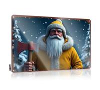 LOP Bar Rules - Targa in metallo con scritta "Snowy Night Adventure: Santa'S Winter Expedition With Axe", segno sarcastico in latta con scritta "Man Cave ", 30 x 40 cm