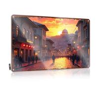 LOP Decaor Sign Golden Sunset In The Historic Street With Dome-Capped Buildings, targa in latta divertente decorazione per cucina e porta della stanza (20 x 30 cm)