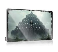 LOP Decorazione per uomo scheletri caverna in mantello formano una misteriosa piramide targa in latta cose per la stanza dei ragazzi decorazione grotta uomo in metallo (20 x 30 cm)