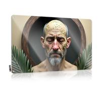 LOP Divertente cartello da ufficio con faccia coperta di sabbia davanti allo specchio circolare in latta divertente cartello per garage bar targa decorativa in metallo (20 x 30 cm)