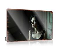 LOP Divertente decorazione per la casa Dark Shadows: un ritratto misterioso in condizioni di scarsa illuminazione, targa in latta per bar, cartelli divertenti in metallo (30 x 40 cm)