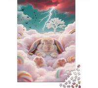 Lop-eared Coniglio Puzzle 1000Pcs Nube rosa Puzzle Colorato Edugattoivo Puzzle Idea Regalo Puzzle Giochi Per Tutta La Famiglia 1000pcs (75x50cm)