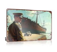 LOP Home Bar Decor Warrior On The Beach: A Timeless Encounter With History Tin Sign Garage Signs Funny Decor Sign (30 x 40 cm)