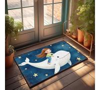 LOP Zerbino di benvenuto per esterni, divertente balena, cavalcata sotto la notte stellata, zerbino per decorare la tua stanza (40 x 60 cm)