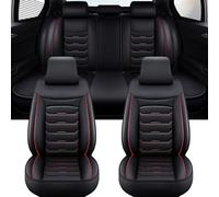 LOPAMCGH Coprisedili Auto Pelle PU per Jaguar XJ8 2004 2005 2006 2007 2008 2009, Copri Sedili per Auto Universale, Set Coprisedili Anteriori e Posteriori Impermeabili, Facili da Pulire,E BlackRed