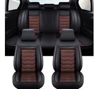 LOPAMCGH Coprisedili Auto Pelle PU per Jaguar XJ8 2004 2005 2006 2007 2008 2009, Copri Sedili per Auto Universale, Set Coprisedili Anteriori e Posteriori Impermeabili, Facili da Pulire,B BlackCoffee