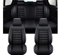 LOPAMCGH Coprisedili Auto Pelle PU per Jaguar XJR 2000 2001 2002 2003 2004 2005-2023, Copri Sedili per Auto Universale, Set Coprisedili Anteriori e Posteriori Impermeabili, Facili da Pulire,A Black