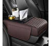 LOPAMCGH Cuscino Bracciolo Auto per BMW X1 X2 X3 X3M X4 X4M, Copertura Bracciolo Centrale in Pelle PU con Portabicchieri e Tasche, Universale Cuscino Bracciolo Console Auto,D Coffee