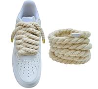 Lopau Lacci per scarpe in corda spessa per Air Force 1, non perforare, per scarpe da ginnastica Dunk, Air Jordan, AF1, Beige, 51.2''/130cm